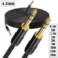 Copper Core 1/4 Inch TRS Audio Cable 6.35mm Stereo Electric Guitar Bass Keyboard Speaker Cable