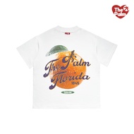 ThePalm Saigon Official - Boxy White Summer Orange T-shirt "FLORIDA" UNISEX Men and Women