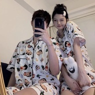 Crayon Shin-Chan Pyjamas Two-Piece Set Couple Pajamas Female Summer Cartoon Short-Sleeve Sleepwear C