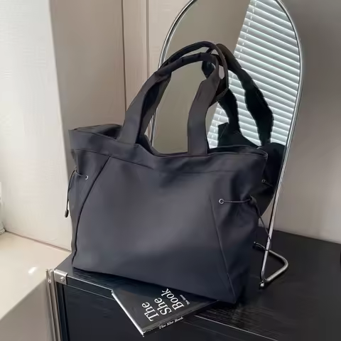 Casual Fashion Large Capacity Tote Bag Simple Travel Bag Women Large Shoulder Bag Handbags Drawstrin