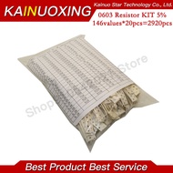 146Values 0603 0805 1206 5% SMD Resistor Assorted kit 0R - 1M ohm Resistors Set 146ValuesX20pcs=2920