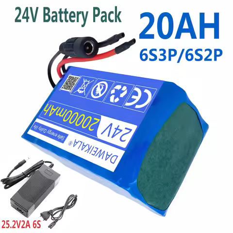 6S3P18650 rechargeable lithium-ion battery+25.2V 2A charger, 20Ah 24V large capacity battery pack ba