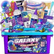 Galaxy Slime Kit, FunKidz Metallic Fluffy Cloud Slime Making Supplies Kit for Girls Boys Glow in Dark Glitter Foam Butter Slime Craft Science Kits for Kids