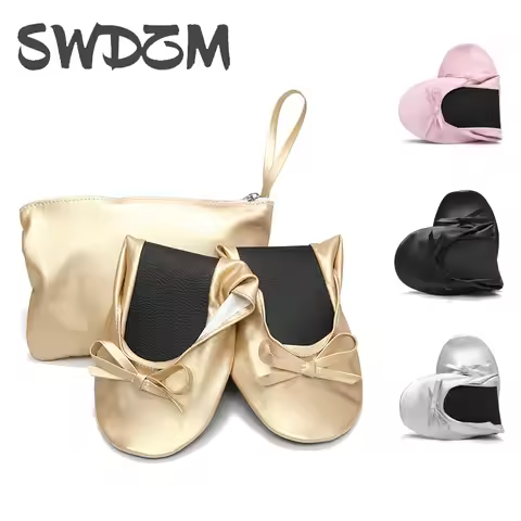 SWDZWomen's Foldable Portable Travel Ballet Flat-Bottomed Slippers Office Flat-Bottomed Shoes Girls'