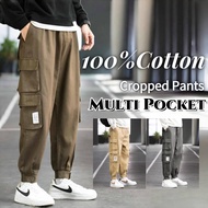 Multi Pocket Cargo Pants Men 100% Cotton Korean Style Slim Fit Cargo Pants with 8 pockets
