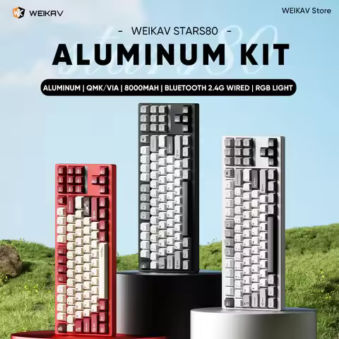 WEIKAV Stars80 V2 Wireless Gaming Aluminium Mechanical Keyboard Kit 80% QMK/VIA Bluetooth 2.4G RGB W