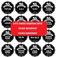 61 PCS WATERPROOF & TRANSPARENT STICKER KITCHEN / STICKER DAPUR (READY MADE LIST)