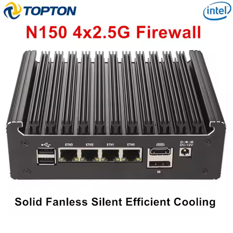 Solid Fanless Firewall Mini PC Intel N150 N95 i5-8250U N6005 4417U 4x2.5G LANs Home Server DDR4 NVMe