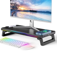 DASHACHUAN | ที่วางจอคอมปรับความสูงได้ ชาร์จไฟได้ RGB พร้อม 3 USB 2.0