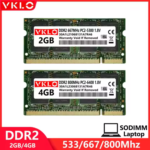 DDR2 2GB Laptop Memories Ram PC2 1.2V 5300 6400 200Pin 533 667 800Mhz 2RX8 16Chips CL6 Notebook Non-