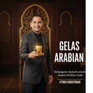 ARABIAN PATTERN GLASS SET OF 6 CUPS & CUPS