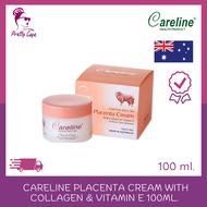 สีส้ม ผิวแห้ง ครีมรกแกะ  Careline Placenta Cream with Collagen &amp; Vitamin E 100ml.จากประเทศออสเตรเลีย