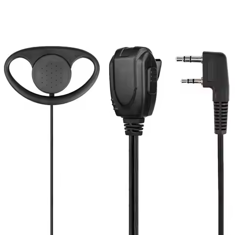 D Shape Soft Ear Hook Earpiece 2 Pin PTT With Mic Headset For UV-5R 888S 777S 666S BF Handheld Walki