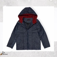 Windbreaker Hoodie Jeans Jacket Caspi Basic Indigo Blue Color Vintage