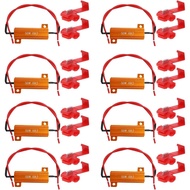 8-Pack 50W 6Ohm LED Load Resistors, Automotive Replacement Resistors for Flickering LED Turn Signal 