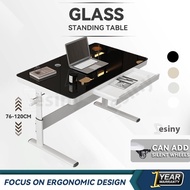 Desiny Glass Study Table 80cm Adjustable Table With Drawer Standing Desk Moveable Height Adjustable Computer Table