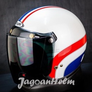 ZEUS HELMET ZS385 RETRO | PLAIN WHITE K63 RED | ZS 385C Classic