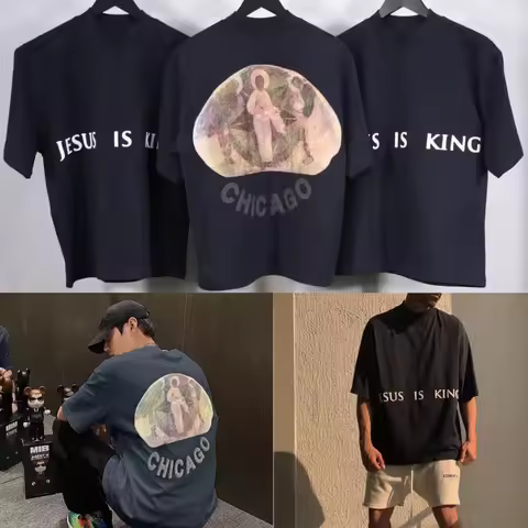 JESUS IS KING KANYE WEST CPFM Tshirts Hip Hop Streetwear Printed Loose Cotton Oversized Men Women