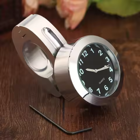 Universal 7/8"" To 1"" Motorcycle CNC Aluminum Handlebar Mount Clock Watch for Harley Davidson Cruis