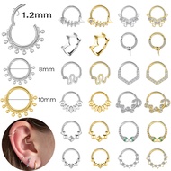 1PC Stainless Steel Nose Ring 16G Septum Rings Crystal Septum Piercing Snake Shape Helix Conch Carti