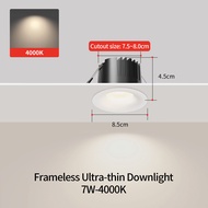 Frameless Downlight LED Ceiling Light 7W/12W CRI98 RG0 Anti-blue Downlight Anti-glare Ceiling Light