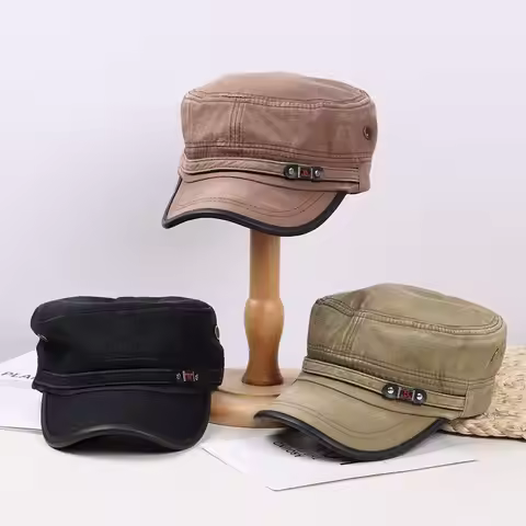Men Denim Baseball Cap Cotton Cadet Hat Breathable Flat Adjustable Cap Sun Cap Outdoor Sport Hat