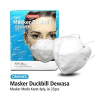 Masker Karet Medis Duckbill 4Ply Onemed Box Isi 25 Lembar Face Mask