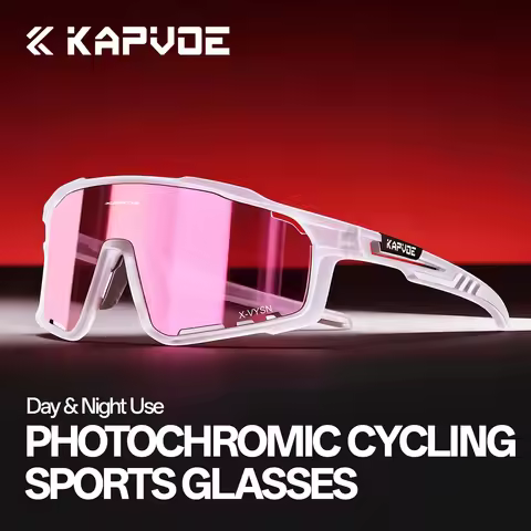 KAPVOE Outdoor Photochromic Cycling Glasses Sports Men Bicycle Windproof Goggles Hiking Eyewear Wild