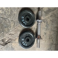 Barbell plate weighing 2.5kg and 5kg, total weight 15 kg and 35 cm long dumbbell stick, diameter 30m