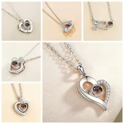Collier Jewelry Boho Crystal Valentine's Day Present Romantic 100 Languages Bohemia Projection Neckl