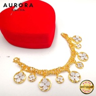 Ready Stock🌹COP 916 Emas Bangkok Rantai Tangan Gantung Lv (Lv Lebar :1.8cm)Gold 999.9 Plated Bracale