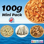 TQT SEKINCHAN  Mini Pack 100g Ikan Bilis Udang Kering Sotong Kering Ikan Masin Tiram Kering Scallop 