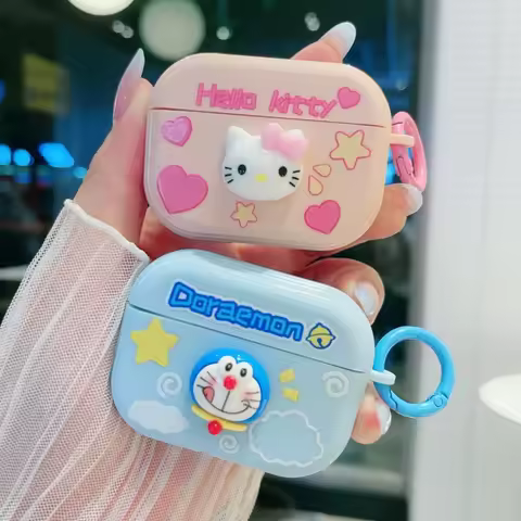 Hello Kitty Doraemon Lovely Headphone Case for Apple Airpods Pro/ Pro2 TPU Case Airpods 4/3/2/1 Cart