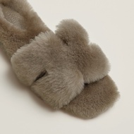 愛馬仕HERMES毛茸茸 大象灰🐘 羊毛經典Oran/ H涼鞋 拖鞋