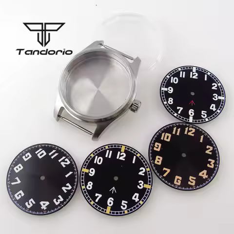 39mm Brushed Pilot Diving Watch Case+33.5mm Black Dial 200M Waterproof Fit NH35A NH36A ETA2824 PT500