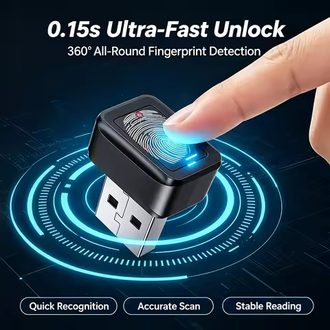 Windows Hello USB Fingerprint Reader for Laptop PC, Mini Biometric Security Scanner for Windows 10/1