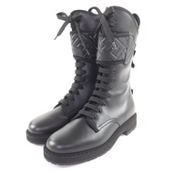 全新未使用FENDI Zucca 壓花側拉鍊真皮馬丁靴，黑色，36 碼，義大利製造，女款