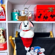101 Dalmatians Christmas Doll Keychain Is In A Hat. Second-Hand Work Good Condition White Clear Poin