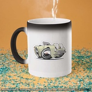 Mug Bunglon Austin Healey Sprite caricature old English white