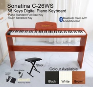 88 Keys Digital Piano Keyboard Sonatina C-26WS Wood Stand Wood Cabinet Bluetooth Piano APP Bluetooth Audio Standard Piano Full Size Key Multifunction 88 Keys Keyboard Piano