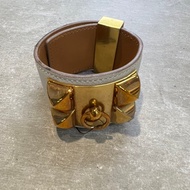 < OPMM >-[HERMES] collier de chien Metal Rivets Calfskin Wide Version Bracelet