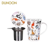 DUNOON British Bone China Cup with Lid Large Capacity Mug Tea Cup Ceramic Household Water Cup