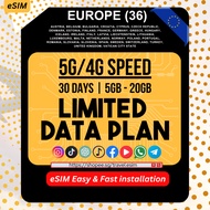『 🇪🇺 Europe + 🇬🇧 UK eSIM 』『 36 Europe Countries Travel eSIM Europe & UK | 5GB-20GB eSIM for 30 DAYS 