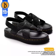 Docmart Men's Faux Leather Anti-Slip Black Gladiator Sandals, Trendy Casual Sandals Sandal Lelaki