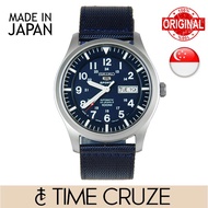 [Time Cruze] Seiko 5 Sports SNZG11J  Japan Made Automatic Nylon Strap Blue Dial Men Watch SNZG11 SNZG11J