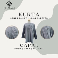 ELLMAYA: Kurta Capal Linen Grey Long Sleeves Plus Size 3XL to 6XL