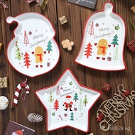 Swanlace Decorative Plate Gift Christmas Painted Dessert Plate Candy Plate Christmas Tree Pentagram 