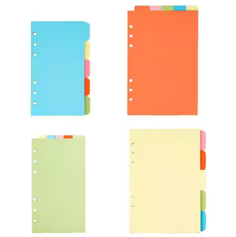 A5/A6/A7/B5/A4 Paper Divider Index Page Tab Cards For 6-Holes Ring Binders Filofax Notebooks Travel 