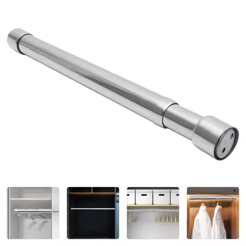 Adjustable Stainless Steel Closet Rod Thickened Clothes Rail Heavy Duty Wardrobe Bar Clothes Hanging