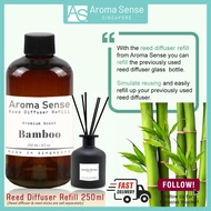 Aroma Sense Bamboo Scent Reed Diffuser Refill (250ml) Fresh & Long Lasting Fragrance, Aromatherapy E